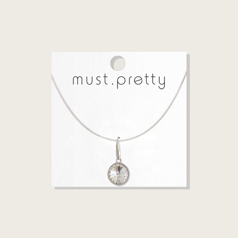 Rhodium Pendant Necklace – Crystal
