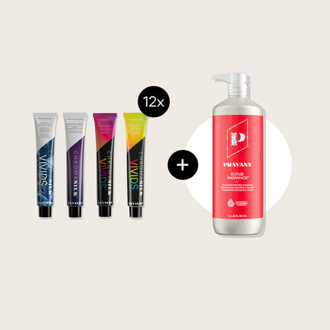 PRAVANA - Promotion 12x Tubes Chromasilk au choix + 1x Shampooing Repair Litre gratuit