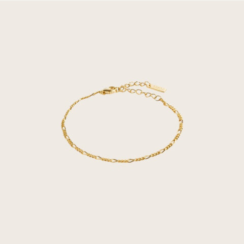 Bracelet Figaro placage or jaune 14K 6 à 7,5 po