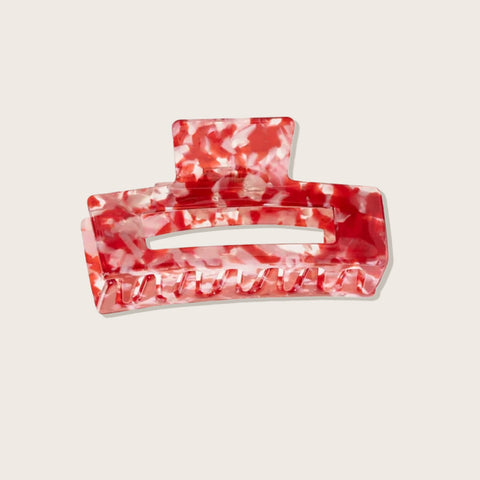 Pince à cheveux rouge Pixie Woo, pince à griffe pour coiffer et démêler les cheveux, vue de face.