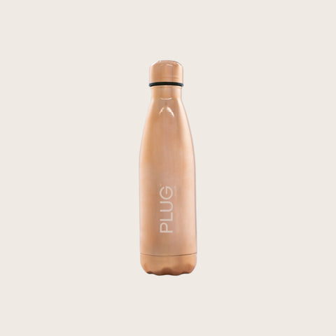Pink gold metallic water bottle