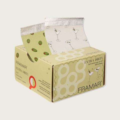Feuilles d'aluminium Framar 5'' x 11'', 500 feuilles, finition extra sale, pour usage professionnel, image montrant les feuilles empilées