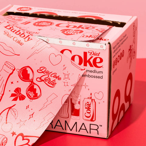 Rouleau gaufré Framar pour décoration de gâteaux, motif Diet Coke, 320 pi, outil pro_space pour pâtisserie créative.