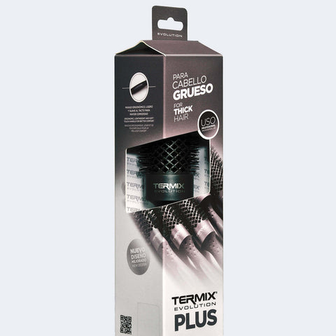 Brosse thermique circulaire Dannyco PLUS de 60mm, outil professionnel pour coiffure, avec poils résistants et manche ergonomique.