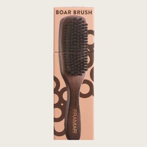 Brosse en poils de sanglier Framar, outil de coiffure pour démêler et lisser les cheveux avec douceur, vue de face.
