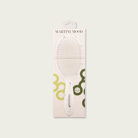 Brosse démêlante Framar Martini Mood, outil de coiffure, avec manches en plastique et poils doux pour démêler les cheveux.