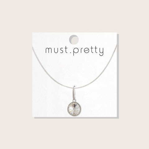 Rhodium Pendant Necklace – Crystal