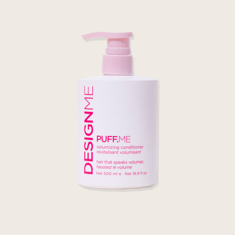 Revitalisant volume pour cheveux DESIGN.ME PUFF.ME avec flacon coloré et texture légère, idéal pour donner du volume.