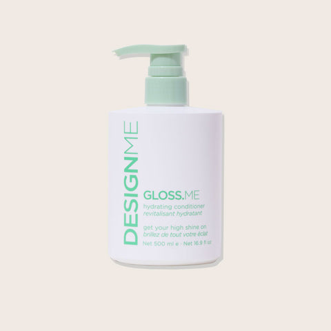 Revitalisant hydratant pour cheveux GLOSS.ME de Design.Me, contenant une formule nourrissante pour cheveux brillants et hydratés.