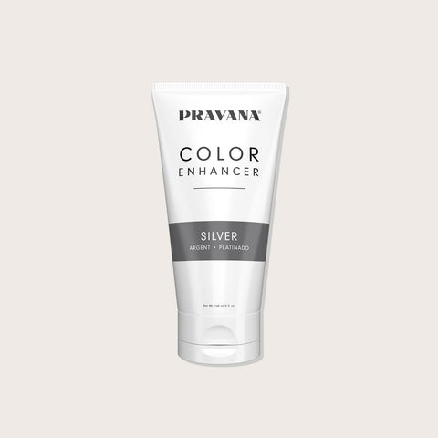 Color enhancer pour cheveux Pravana en argent, flacon de 148 ml, revitalise et neutralise les tons jaunes.