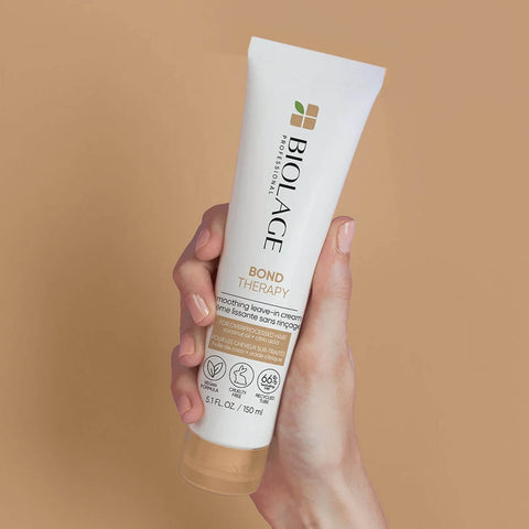 Crème lissante sans rinçage Biolage Bond Therapy pour cheveux, texture crémeuse, 150 ml, soin capillaire professionnel