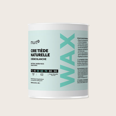 Cire tiède naturelle crème blanche Must52 pour l'épilation, contenant une texture douce et crémeuse pour la beauté des ongles