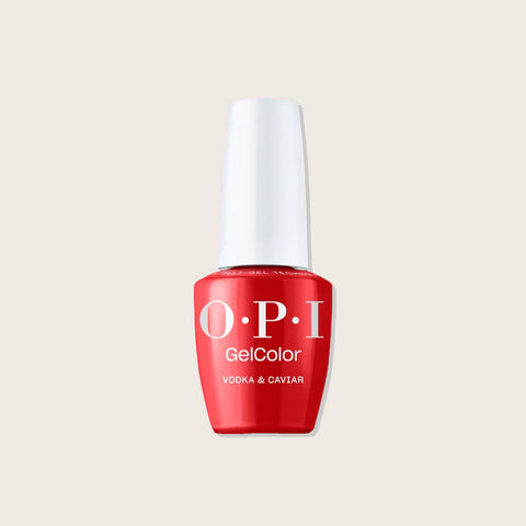 Ongles avec vernis gel OPI GELCOLOR Vodka & Caviar, finition brillante et élégante, application soignée.