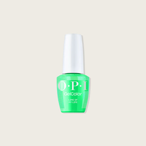Verre à ongles avec vernis gel OPI Lime of My Life, couleur vert lime vibrant et brillant.
