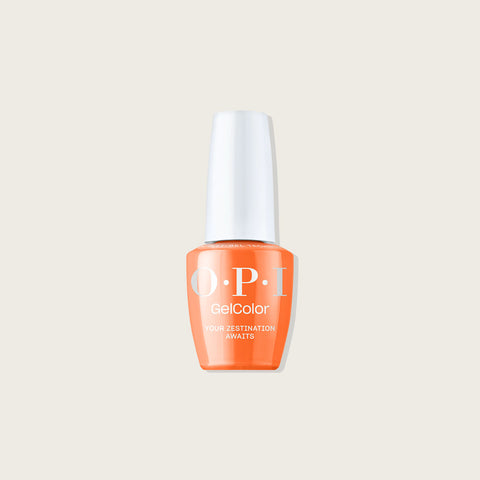 Verre à ongles OPI GELCOLOR Your Zestination Awaits, finition gel brillant, image montrant la couleur et la texture du produit