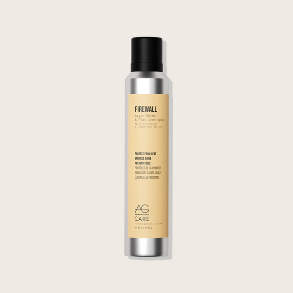 Spray brillance pour cheveux AG Care Firewall 143 ml, flacon spray avec liquide transparent, idéal pour la brillance capillaire.
