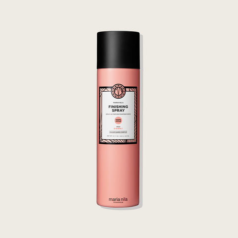 Spray de fixation forte Maria Nila, spray coiffant pour cheveux, finition brillante et maintien longue durée.