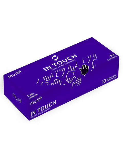 REUSABLE BLACK LATEX GLOVES MEDIUM (10/BX)