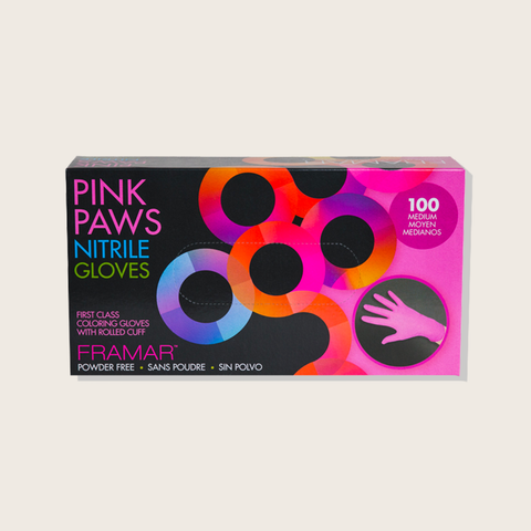 Pink Paws Medium Nitrile Gloves - 100 units