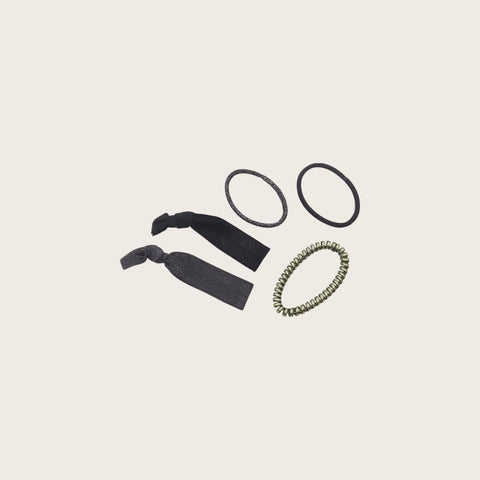Black and silver 5-piece hair ties #BESHAEL1UCC#BESHAEL1UCC