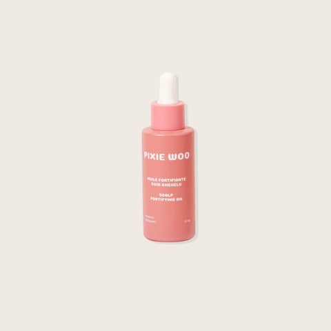 Huile fortifiante pour cuir chevelu Pixie Woo, produit capillaire naturel pour renforcer et apaiser le cuir chevelu.