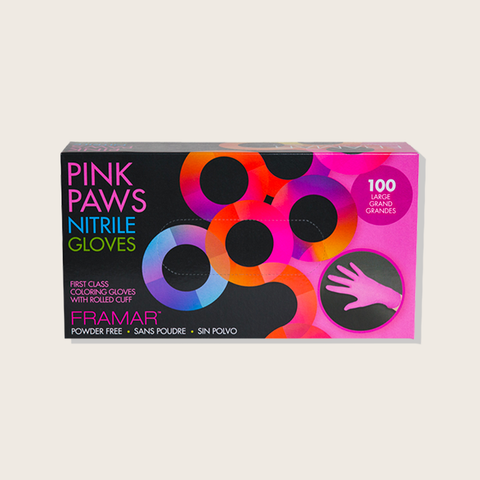FRAMAR PINK PAWS NITRILE GLOVES MEDIUM 100/BOX