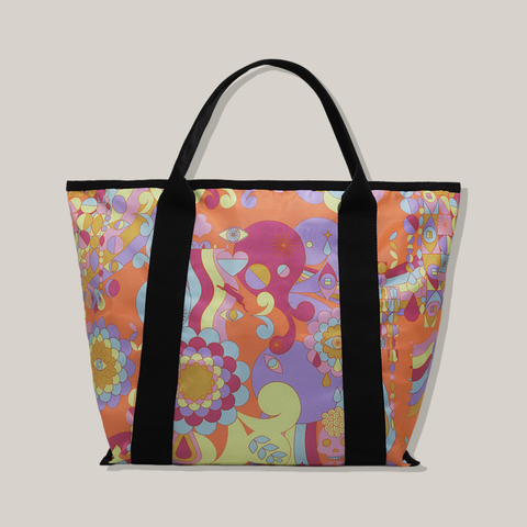 Sac signature AMIKA tote bag en tissu noir avec poignées, logo AMIKA visible, idéal pour le shopping ou les sorties.