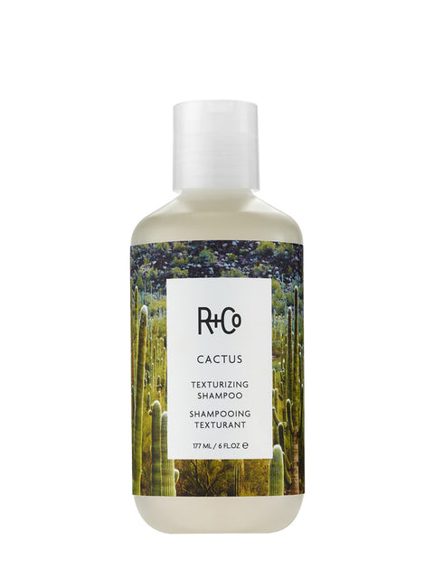 Shampoing R+Co Cactus Texturisant pour cheveux, flacon de 177 ml, montrant une texture légère et un design élégant.