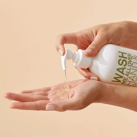Gel nettoyant mains et corps Eleven Australia Wash Me All Over 500 ml, produit de beauté pour la peau et les mains.
