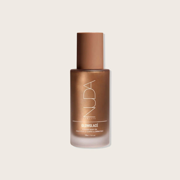 Huile sèche illuminatrice GlowGlacé de Nuda pour la beauté des ongles, 100 ml, visage et corps.