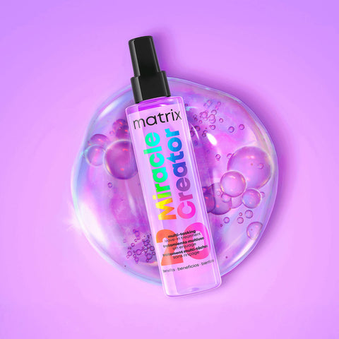 Sérum capillaire Matrix Miracle Creator sans rinçage, application sur cheveux humides ou secs, pour nourrir et renforcer la chevelure.