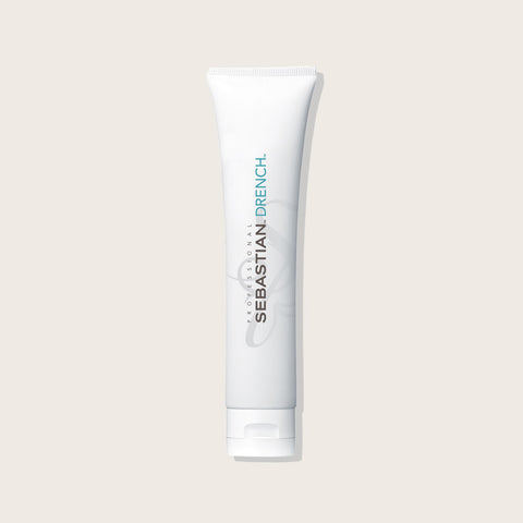 Masque capillaire Sebastian Drench hydratant pour cheveux, texture riche et crème, en pot de 150 ml.