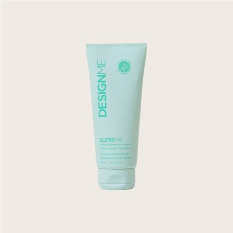 Masque capillaire hydratant GLOSS.ME de Design.Me, texture crémeuse pour nourrir et brillance des cheveux.