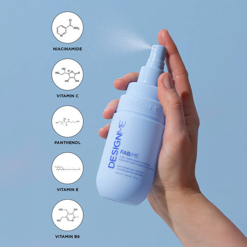 Spray capillaire sans rinçage multivitaminé Design.Me FAB.ME 230 ml pour cheveux, bouteille avec vaporisateur.