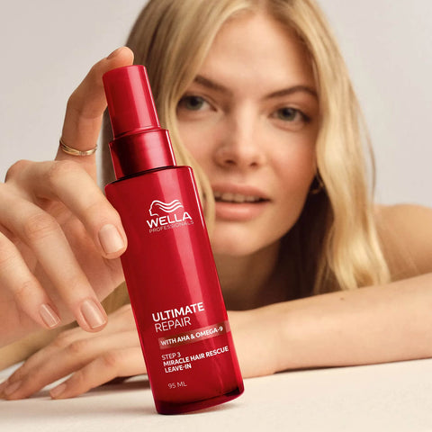 Sérum capillaire réparateur sans rinçage Wella Professionals Ultimate Repair 95 ml, texture légère pour cheveux abîmés.