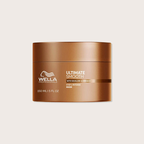 Masque capillaire Wella Professionals Ultimate Smooth, soin lissant pour cheveux, en pot de 150 ml.