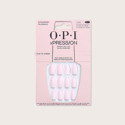 Vernis à ongles OPI XPRESS/ON Strawberry Milkshake dans la taille classique, fini brillant et naturel.