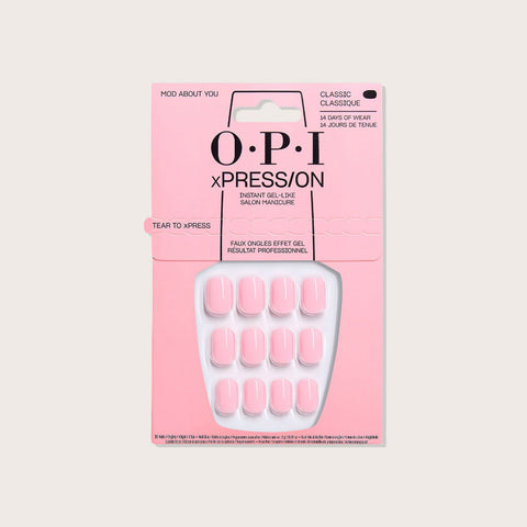 Gel à ongles OPI XPRESS/ON Mod About You, taille courte, finition lisse et brillante, idéal pour une manucure rapide et élégante.