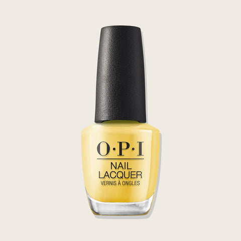 Vernis à ongles OPI Bee FFR NLS034, couleur jaune dorée, bouteille de vernis à ongles de beauté.