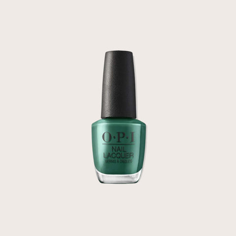 Vernis à ongles OPI Pose in Ivy NLS057 avec fini brillant, application lisse et couleur verte profonde.