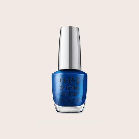 Vernis à ongles OPI Infinite Sneak-a-Blue Candy, couleur bleu pastel, finition brillante, présenté dans un flacon de beauté.