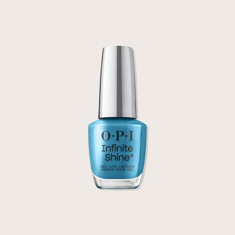 Verre à ongles OPI Infinite It’s in Your Jeans avec vernis bleu denim brillant et élégant.
