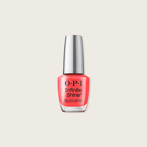 Verre à ongles OPI Infinite Shine Pack a Cherry-on Bag avec finition brillante et couleur rouge cerise.