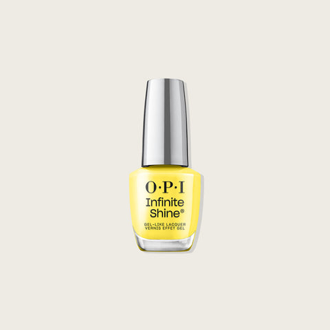 Verre à ongles OPI Infinite Shine Sunkissed and Tell, teinte corail brillant, finition lisse et brillante.