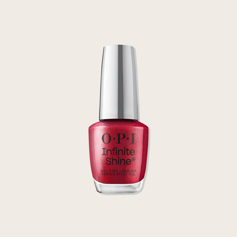 Vernis à ongles OPI Infinite Shine Deer Valley Spice, finition brillante, dans un flacon élégant, visible en gros plan.