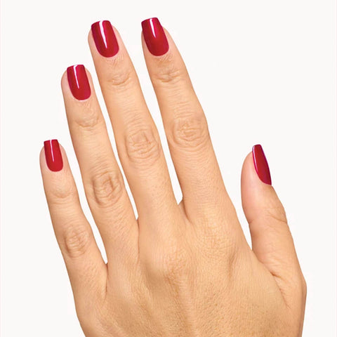 Verre de vernis à ongles OPI Infinite Shine Deer Valley Spice, couleur marron chaud, application lisse et brillante.
