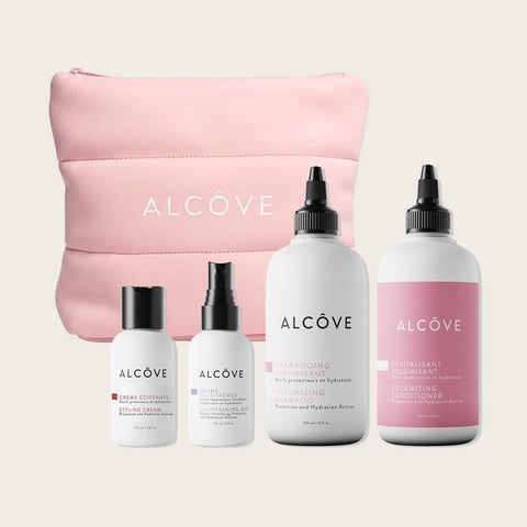 Coffret de fêtes pour cheveux Alcôve, routine volumisante avec shampoing et soin pour cheveux pleins de volume.