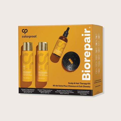 Ensemble Biorepair pour cheveux de la marque Colorproof, produits capillaires pour réparation et soin des cheveux colorés.