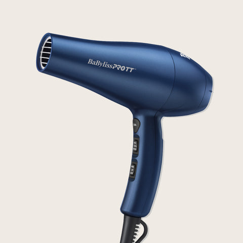 Sèche-cheveux Babylisspro Twilight avec technologie tourmaline et céramique, vue de face, design élégant et boutons de contrôle.