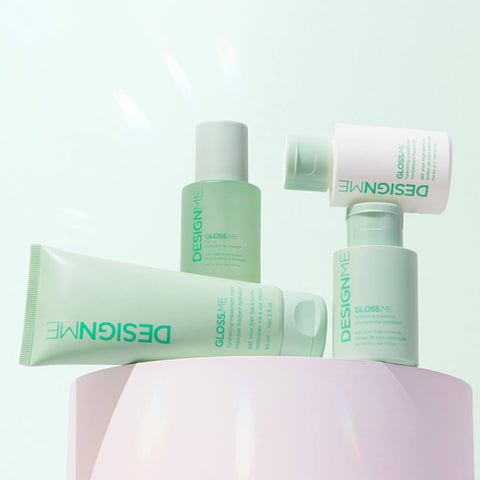 Coffret des fêtes GLOSS.ME de Design.Me, ensemble de produits capillaires pour brillance et soin des cheveux.